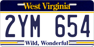 WV license plate 2YM654