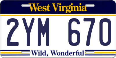 WV license plate 2YM670
