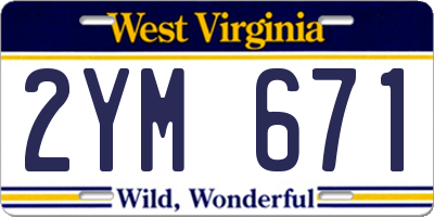 WV license plate 2YM671