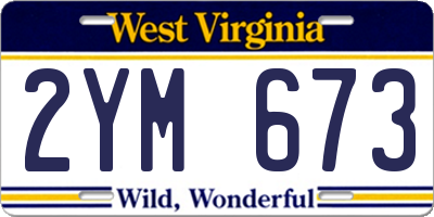 WV license plate 2YM673