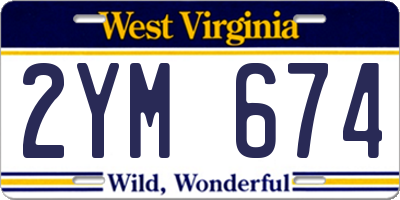 WV license plate 2YM674