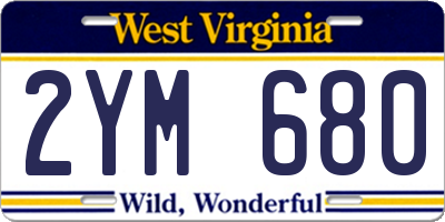 WV license plate 2YM680
