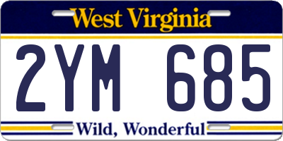 WV license plate 2YM685