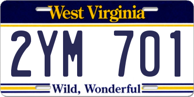 WV license plate 2YM701
