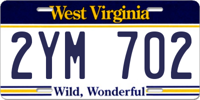 WV license plate 2YM702