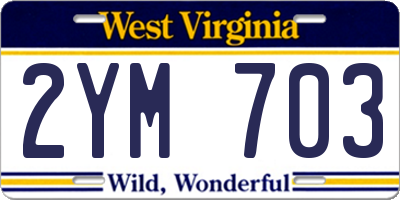 WV license plate 2YM703