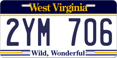 WV license plate 2YM706