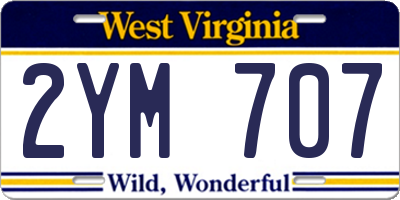 WV license plate 2YM707