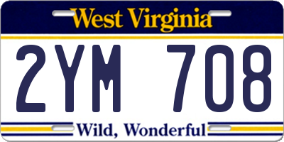 WV license plate 2YM708