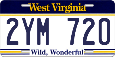 WV license plate 2YM720