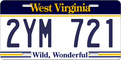 WV license plate 2YM721