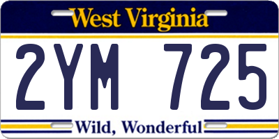 WV license plate 2YM725