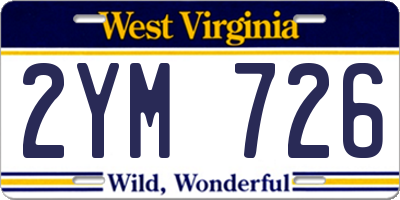 WV license plate 2YM726