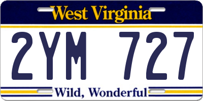 WV license plate 2YM727
