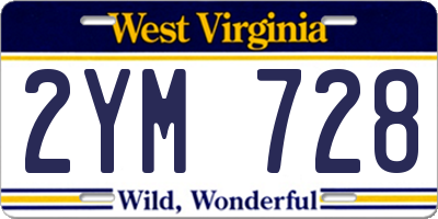 WV license plate 2YM728