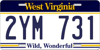 WV license plate 2YM731