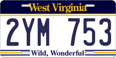 WV license plate 2YM753