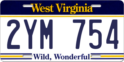 WV license plate 2YM754