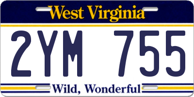 WV license plate 2YM755