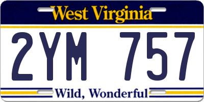 WV license plate 2YM757