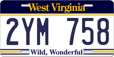 WV license plate 2YM758
