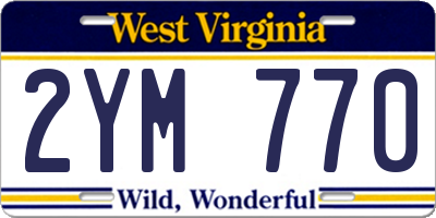 WV license plate 2YM770