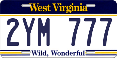 WV license plate 2YM777