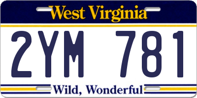 WV license plate 2YM781
