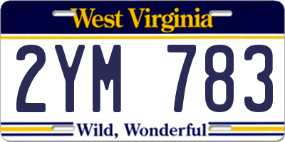 WV license plate 2YM783