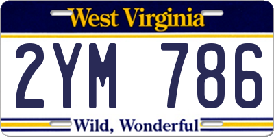 WV license plate 2YM786