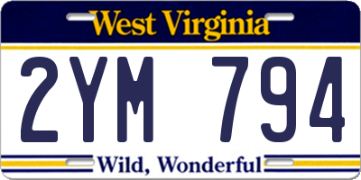 WV license plate 2YM794
