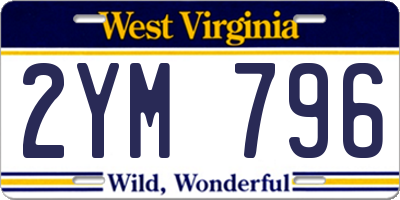 WV license plate 2YM796