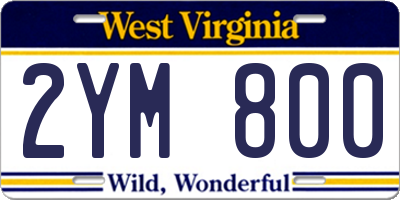WV license plate 2YM800
