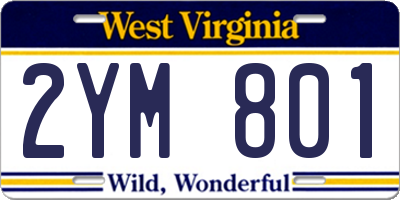 WV license plate 2YM801