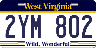 WV license plate 2YM802