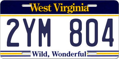 WV license plate 2YM804