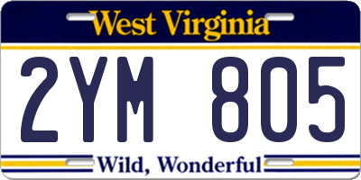 WV license plate 2YM805