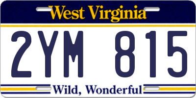 WV license plate 2YM815