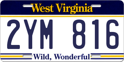 WV license plate 2YM816