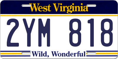 WV license plate 2YM818