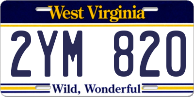 WV license plate 2YM820