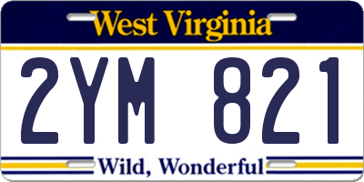 WV license plate 2YM821