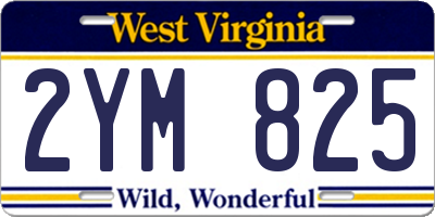 WV license plate 2YM825