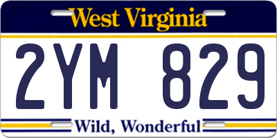 WV license plate 2YM829