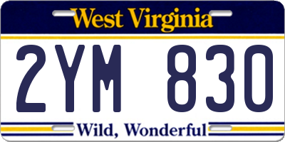 WV license plate 2YM830