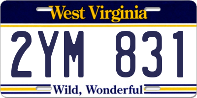 WV license plate 2YM831