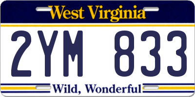 WV license plate 2YM833