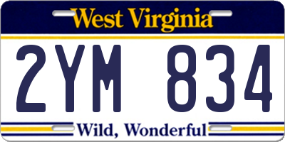WV license plate 2YM834