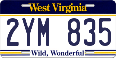 WV license plate 2YM835