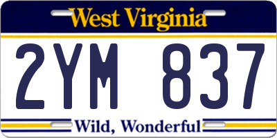 WV license plate 2YM837